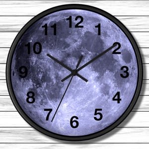Full Moon Clock Simplistic, Goth Decor, Kitchen Living Room, Home Gift For Her