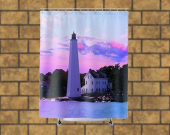 Unique Shower Curtain Lighthouse Beach Shower Curtain Gift For Him Ocean Shower Curtain Father's Day Gift