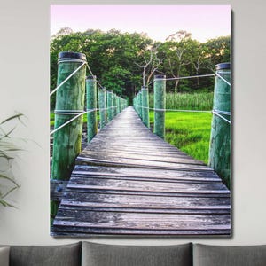 Wooden Bridge Canvas Wall Art, Whimsical Nature Print, Landscape Photo, Dad Gift For Him