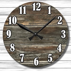 Rustic Wood Planks Unique Wall Clock, Log Cabin Decor, Father&#39;s Day Dad Gift For Men, Farmhouse Weathered Wood, Rustic Clock, Country Decor