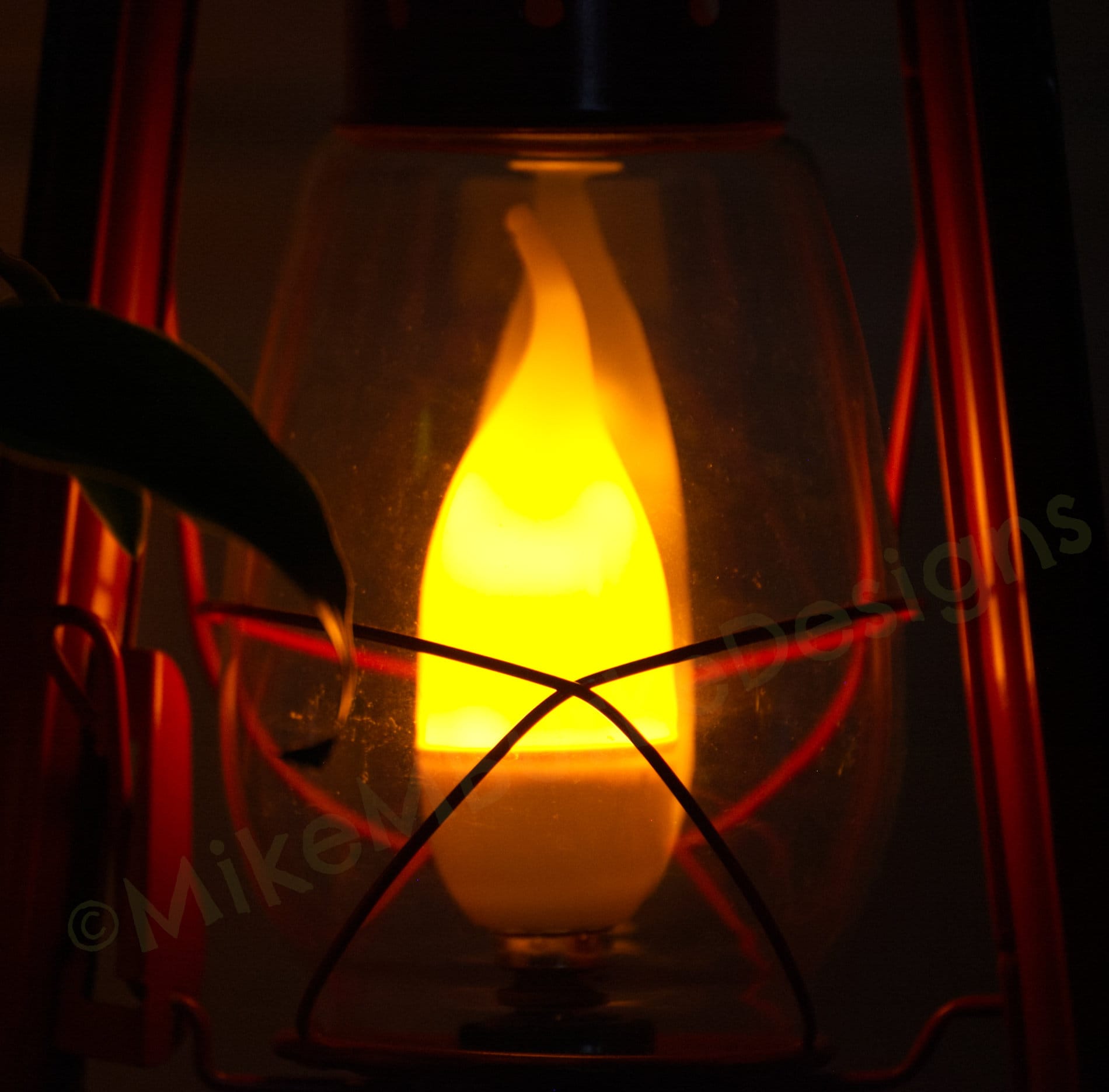 Electric Lantern Table Lamp RED 12 Electric Hurricane Lantern, On
