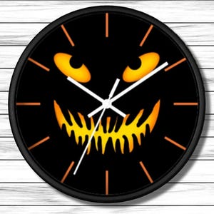 Jack O'Lantern Halloween väggklocka | Svart pumpa urtavla | Spöklik höst heminredning present