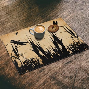 Country Log Cabin Placemat, Dad Gift For Him, Farmhouse Decor, Gift For Husband, Rustic Meadow, Mountain Decor, RV Camping Dining Placemat