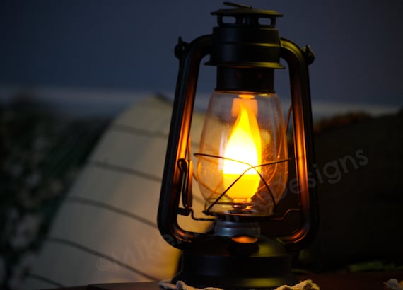 Vintage Electric Oil Lantern Lamp - Rustic Finish