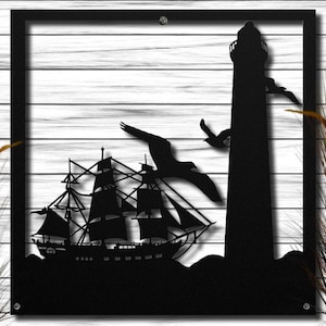 Nautical Lighthouse Metal Wall Art, Stunning Lighthouse Silhouette, Rustic Decor, Fantastic Nautical Wall Sculpture & Christmas Home Gift