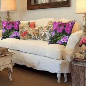 Unique Throw Pillow Farmhouse Decor Wedding Gift Garden Pillow Floral Purple-Pink Flower Pillow Home Gift Floral Decor image 8