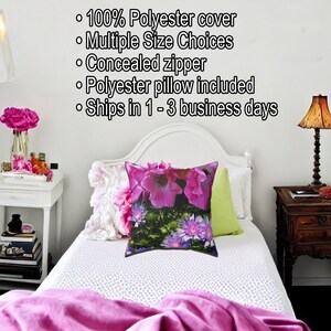 Unique Throw Pillow Farmhouse Decor Wedding Gift Garden Pillow Floral Purple-Pink Flower Pillow Home Gift Floral Decor image 5