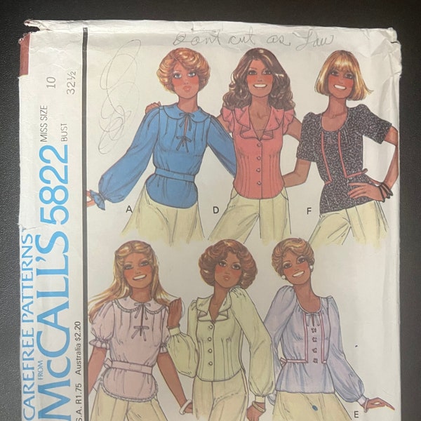 McCall’s 5822 Sewing Pattern Size 10
