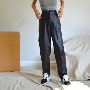 black leather taper trousers / 29w image 1