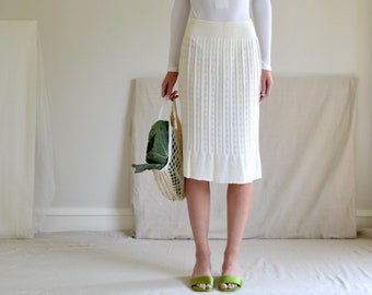 pointelle cream knit sheer skirt