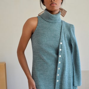 sage green ribbed knit 70s maxi dress with matching cardigan image 6