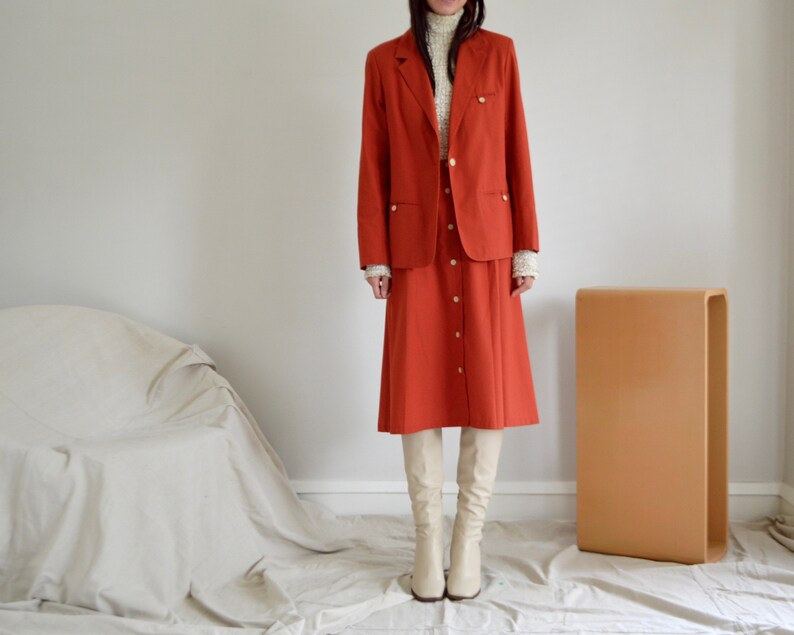 rust twill skirt and blazer 70s set image 3