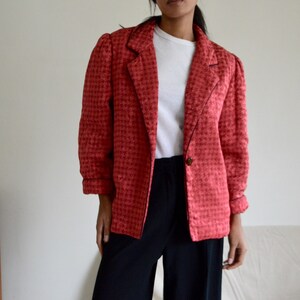 silk houndstooth puffer blazer jacket image 7