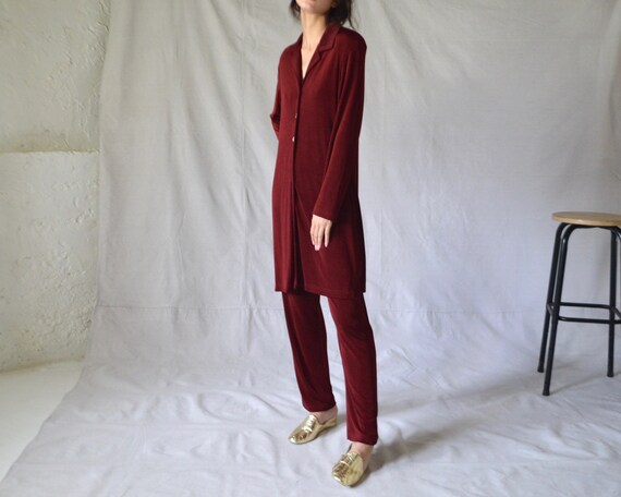 micro ribbed cranberry lounge set