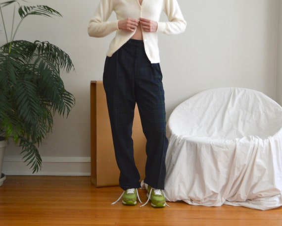 tartan wool pleated trouser / 34w