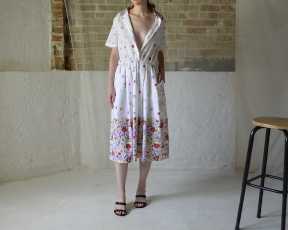 cotton floral full pleated shirtdress