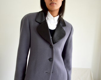 christian dior grey wool satin collar overcoat