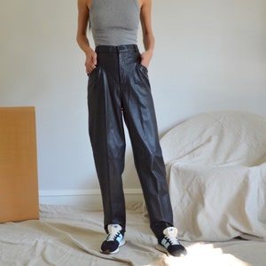 black leather taper trousers / 29w image 6