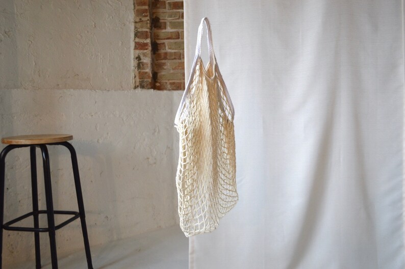vintage cotton net market bag slouchy bag