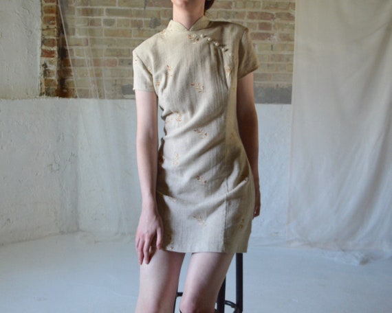 woven linen embroidered cheongsam