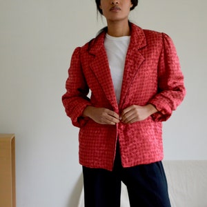 silk houndstooth puffer blazer jacket image 3