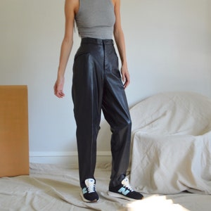 black leather taper trousers / 29w image 5