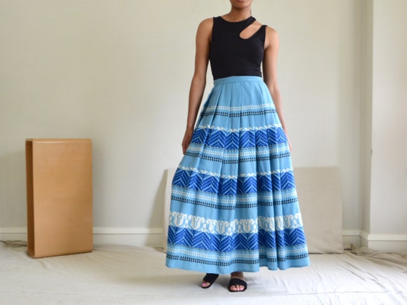 woven full pleated ethnic western maxi skirt - image 4