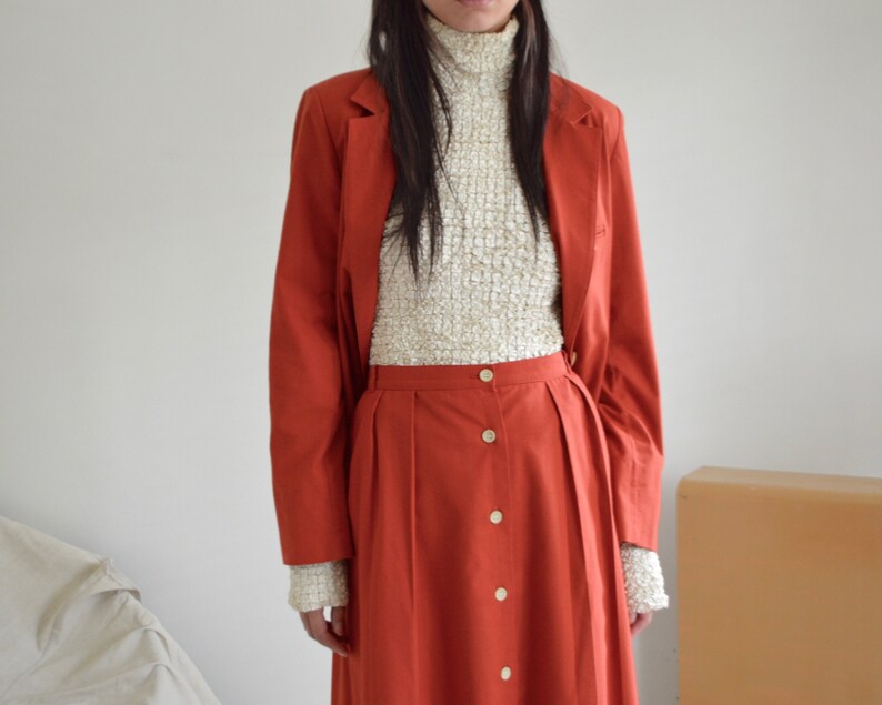 rust twill skirt and blazer 70s set image 7