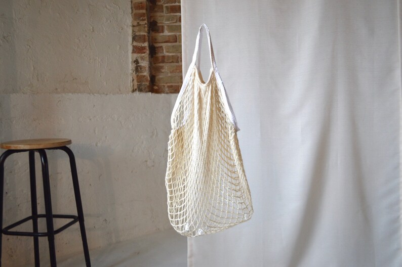 vintage cotton net market bag slouchy bag