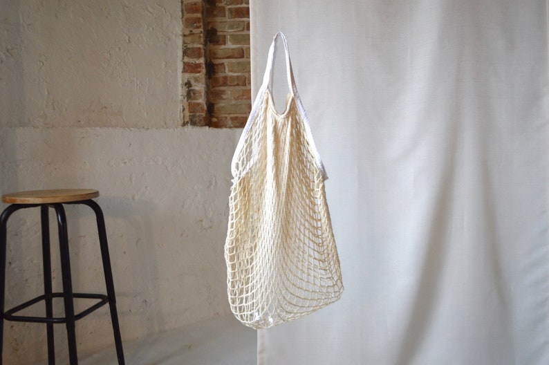 vintage cotton net market bag slouchy bag