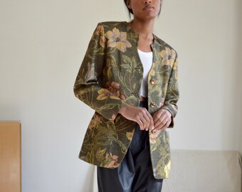 botanical lurex tapestery blazer