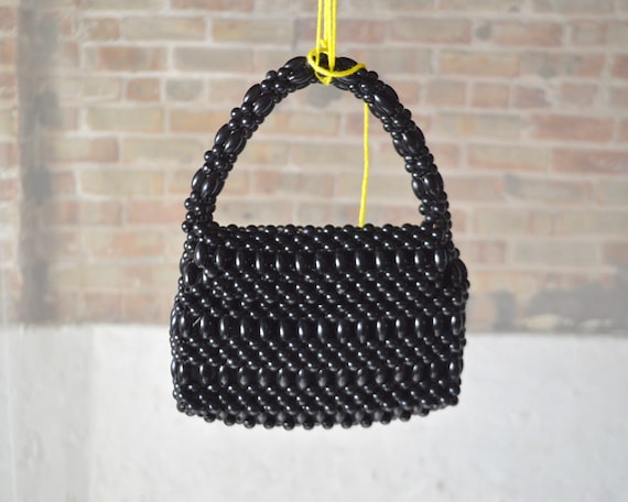 vintage black beaded mini purse
