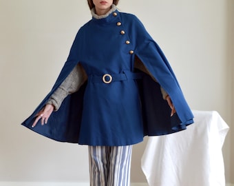 navy blue twill 60s cape