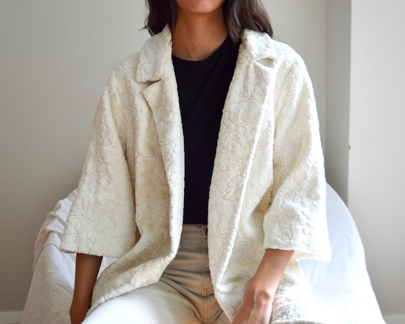 cream chenille tapestry swing coat