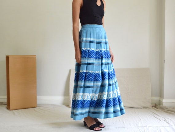 woven full pleated ethnic western maxi skirt - image 5