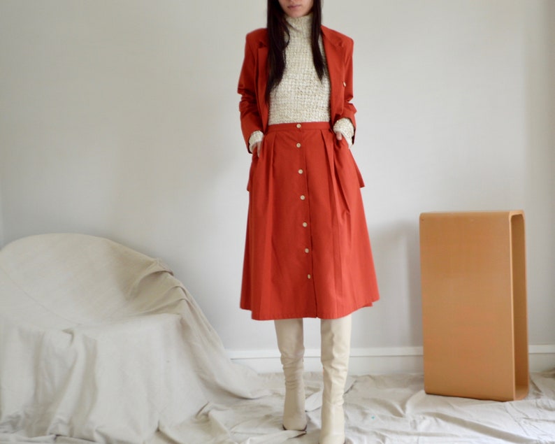 rust twill skirt and blazer 70s set image 5