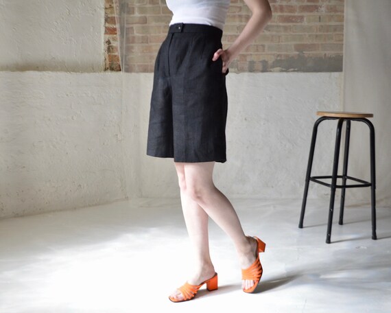 black linen bermuda shorts