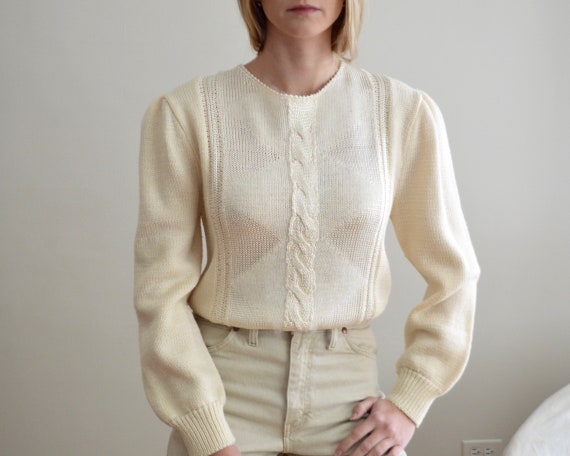 cream puff sleeve angora knit sweater