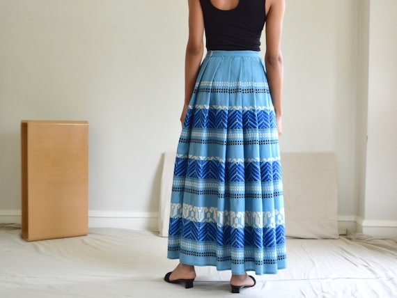 woven full pleated ethnic western maxi skirt - image 2