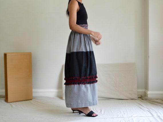 gingham 70s western maxi skirt with ruffle and sm… - image 5