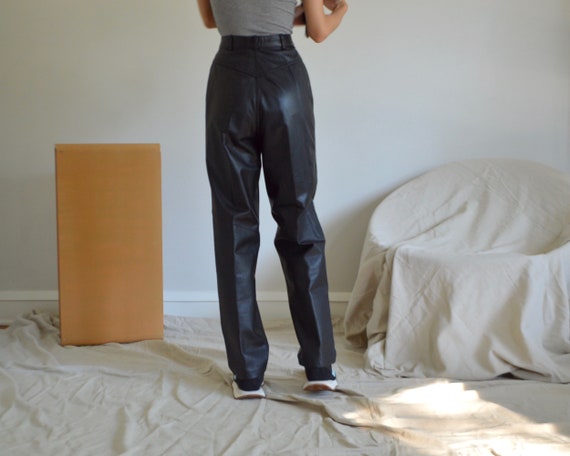 black leather taper trousers / 29w - image 3