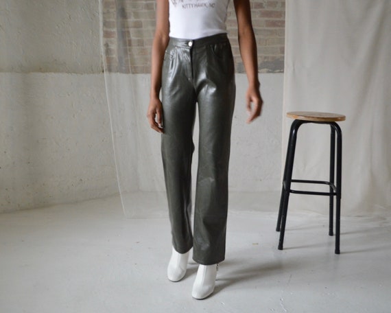 neoprene forest green bootcut pants