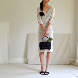 natural cotton nubby blend knit sheer crochet naked dress image 3