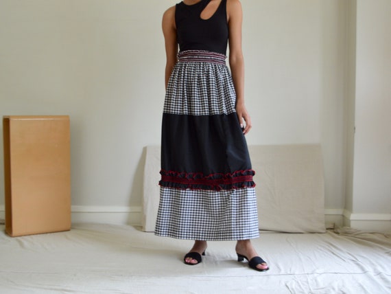 gingham 70s western maxi skirt with ruffle and sm… - image 6
