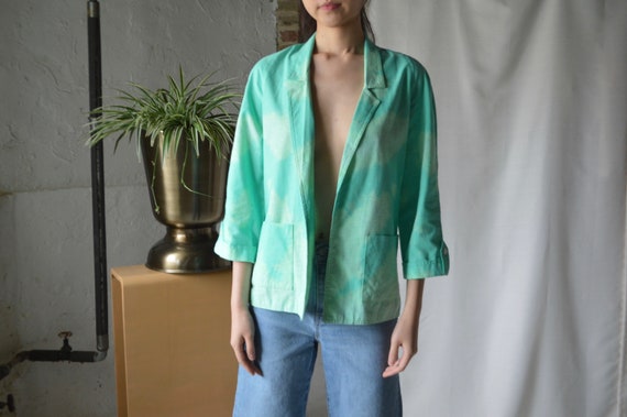 bleach tie dye green blazer jacket / small