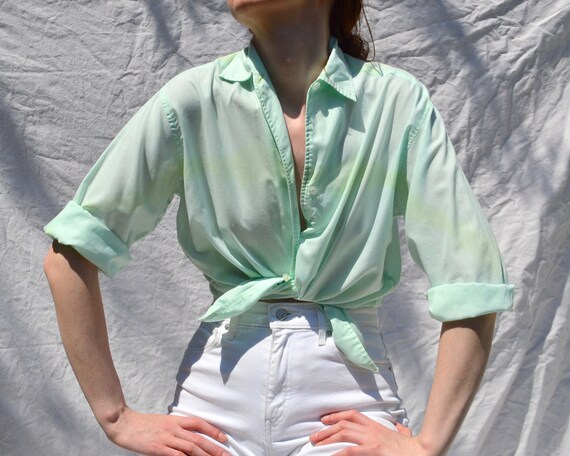 pale green barely there tie dye blouse