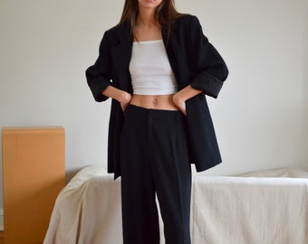 black double breasted pantsuit / womens pantsuit