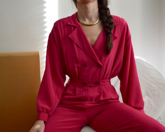 hot pink 80s utility jumpsuit