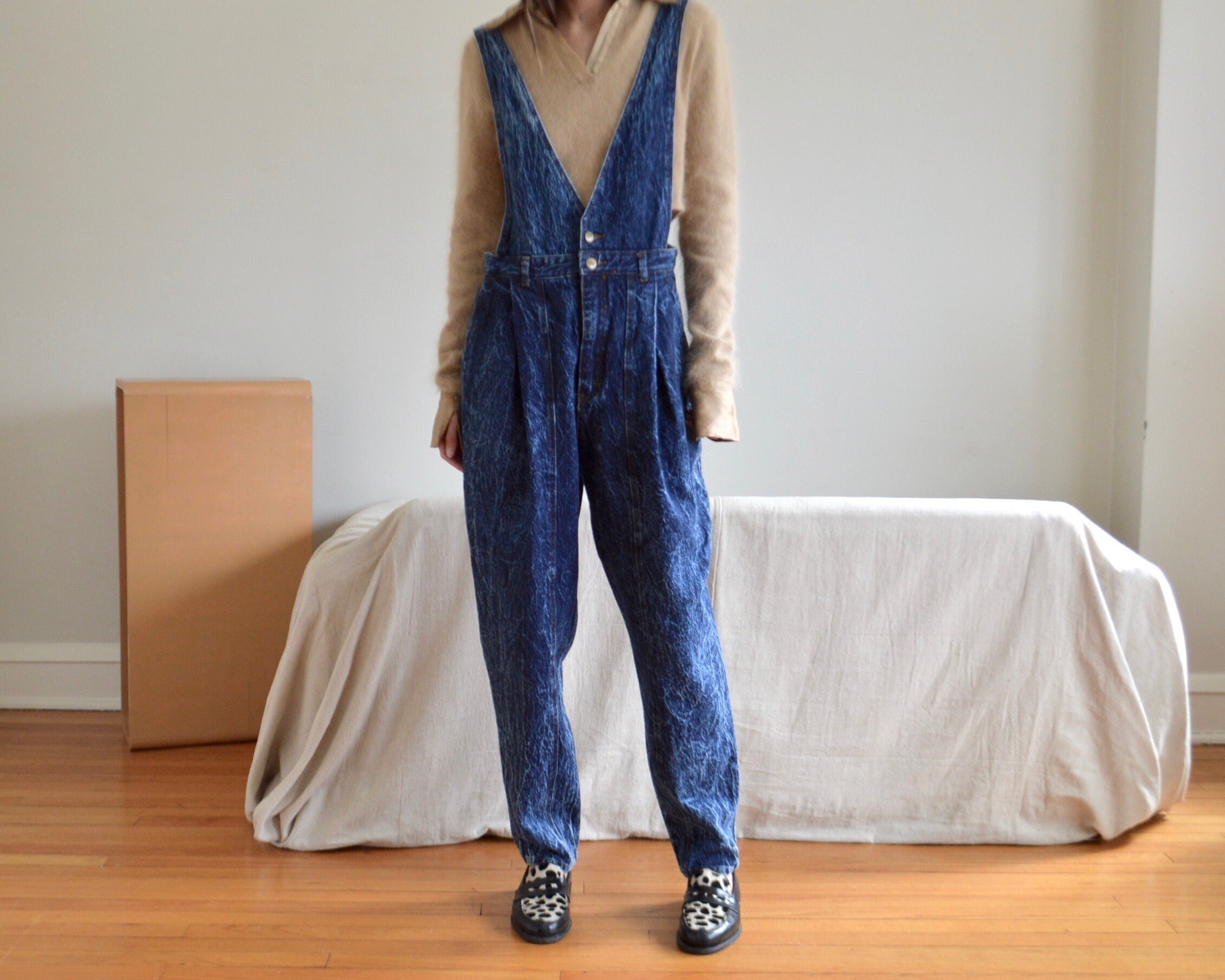 Acid Washed Denim Overalls / Suspender 