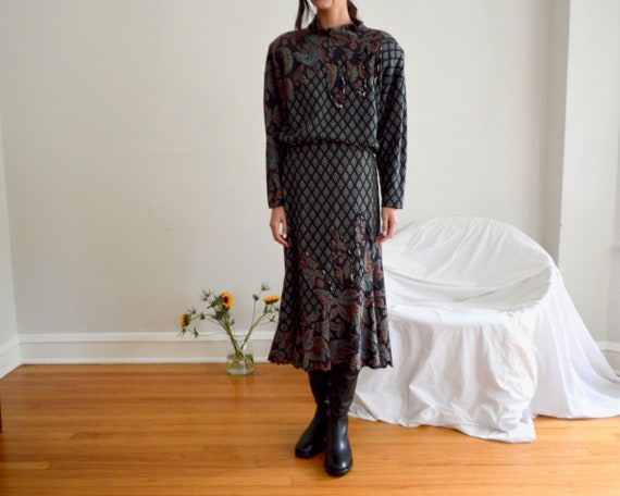 patchwork knit skirt set / sweater set